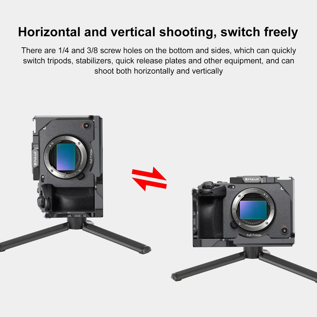 For  ILME-FX30 / FX3 PULUZ Metal Camera Cage Stabilizer Rig with NOTA Slider(Black)