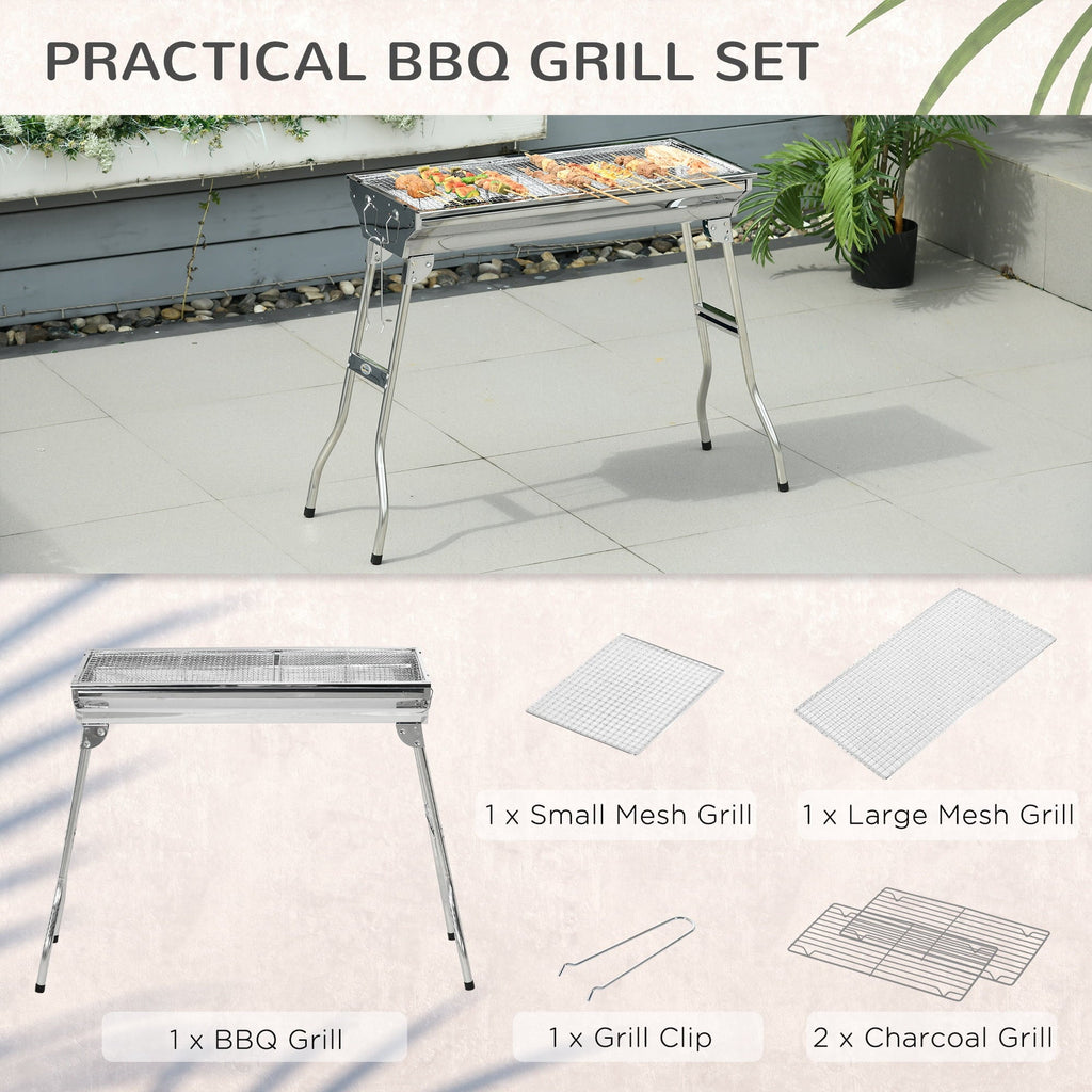 HQZX Portable Charcoal Grill,Stainless Steel Folding Outdoor BBQ Grill for Picnic,Party Grill Rack