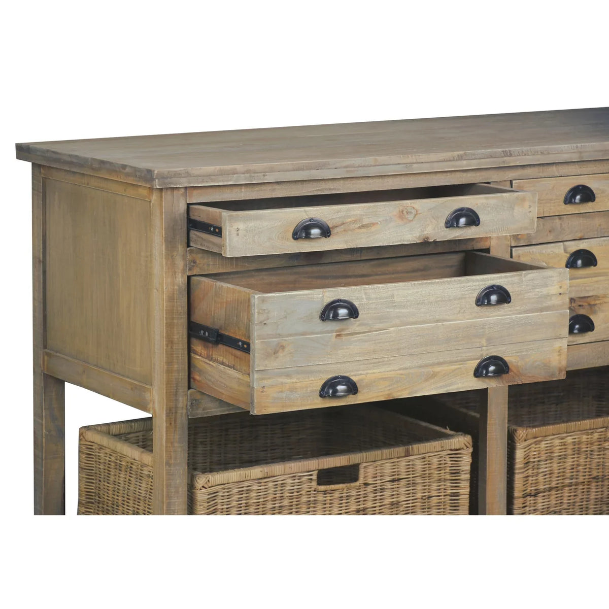 Cottage Double Bay Sideboard - Driftwood Brown. Sunset Trading CC-TAB228S-DW 61 in