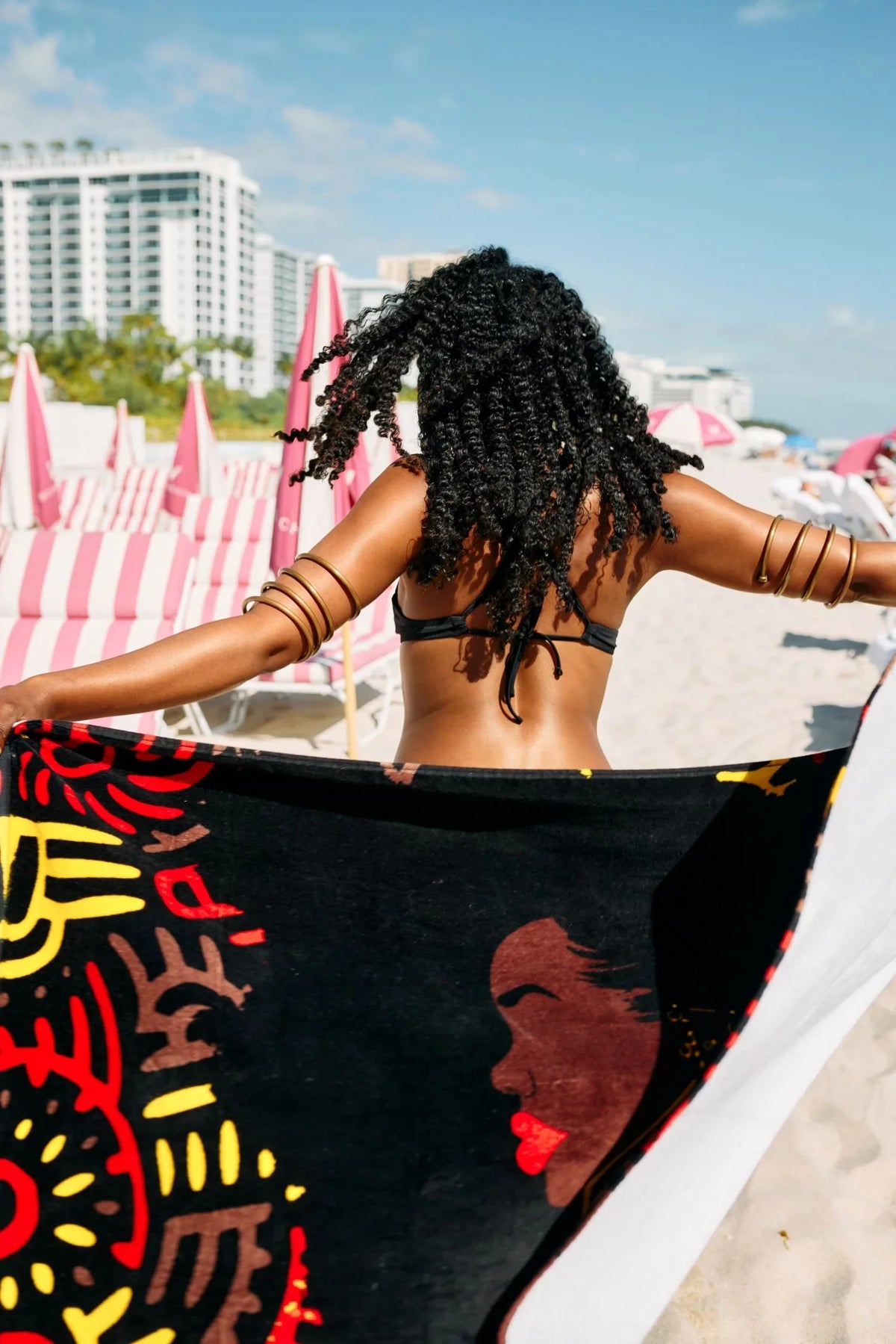 Pardon My Fro Harlem Black Large Plush Cotton Beach Towel for Women 30" x 60", 1 Piece