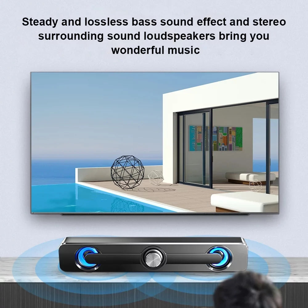 V-111 Computer Speaker USB Wired Powerful  Bar Stereo Subwoofer Bass Speaker Surround Sound Box for PC Laptop Phone Tablet MP3 MP4