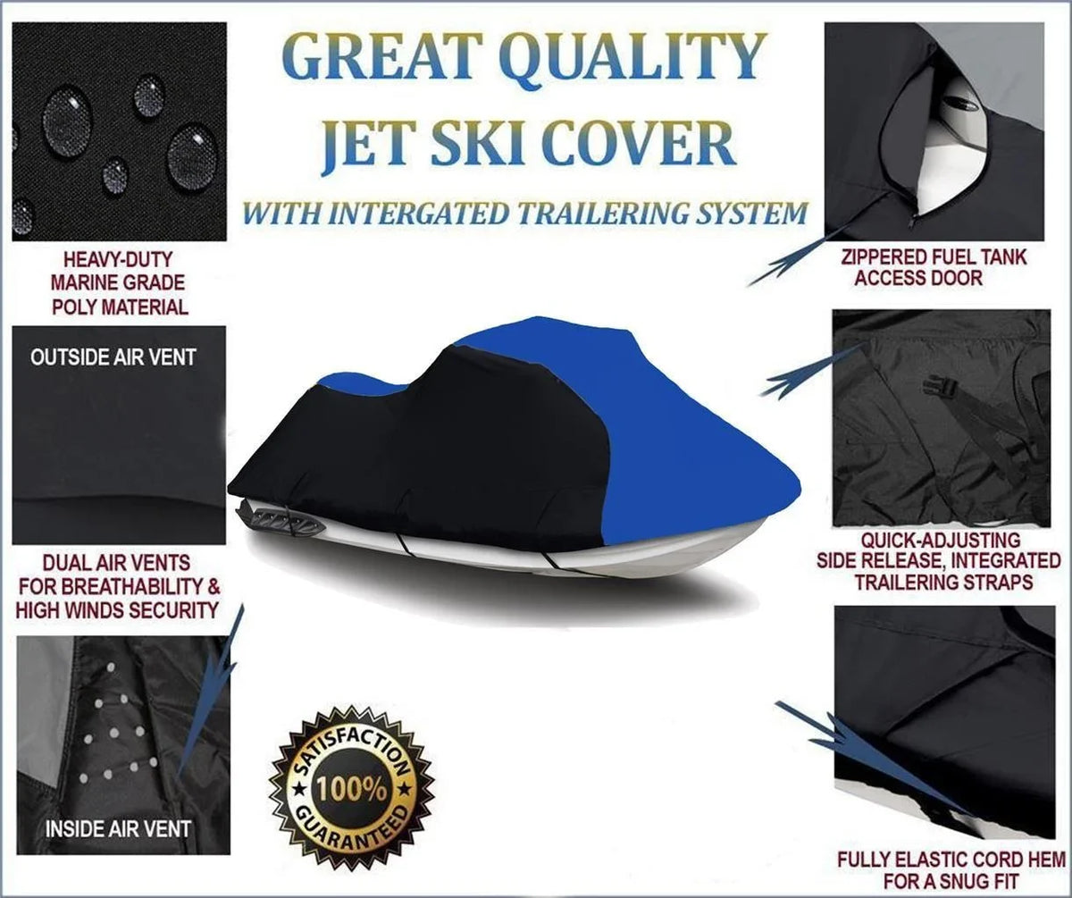 BLACK / BLUE HEAVY-DUTY, 600 DENIER Jet Ski shield PWC shield suitable for Kawasaki 750 STX 1994 1995 1996 1997 1998
