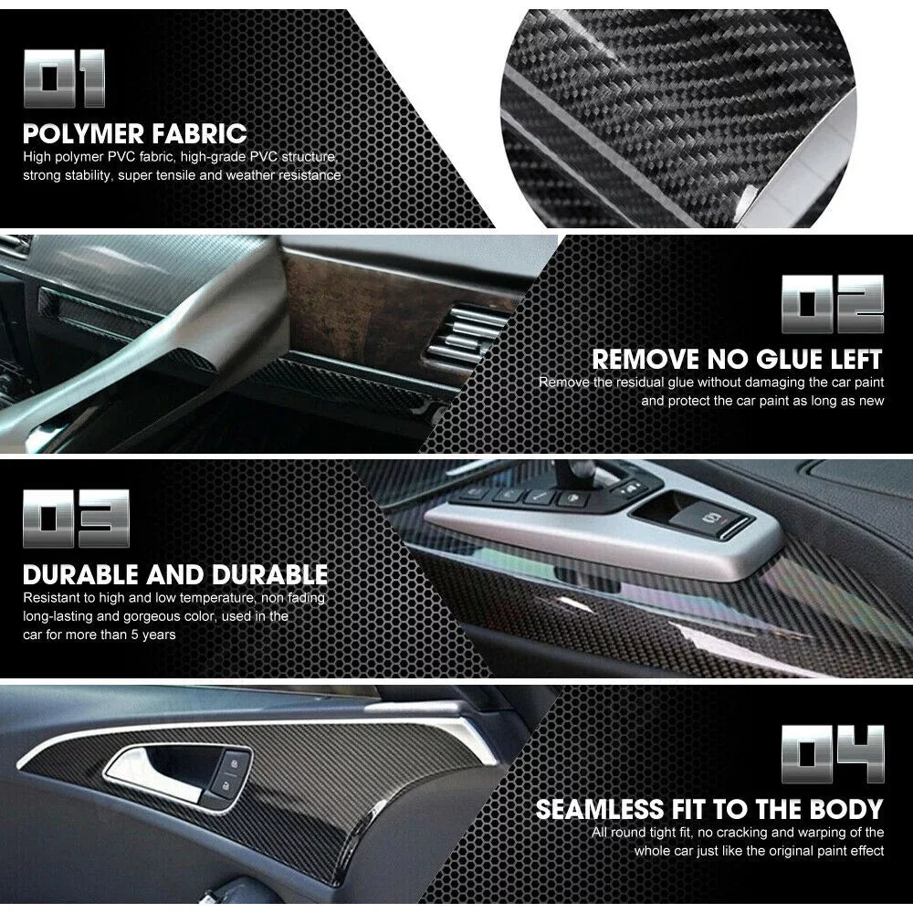 For  X6 F16 2015 2016 2017 2018 Black Interior wrap Trim  5D Carbon Fiber （For left-hand drive vehicles）