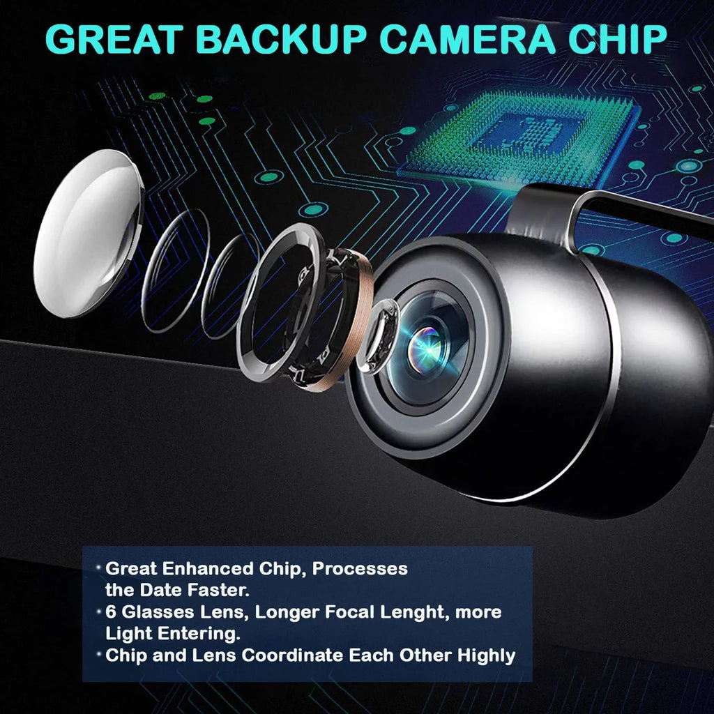 CAM123 Backup Camera Frame License Plate HD Night Vision Rear View 170° Angle Waterproof appropriate with Jensen Car Radio CAR110W CAR710 CAR710X CAR8000 CAR910W CAR910X CDR7011 CM901MIR CMR2720