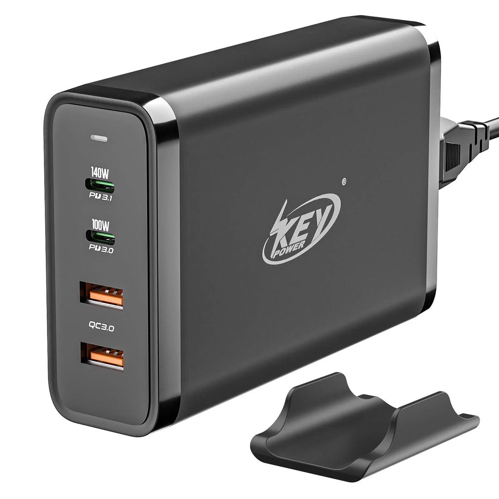 Key Power 245W USB C Charger Station, 140W PD 3.1 GaN Type C Power Adapter with 4Port Fast Charge for Macbook Air/ Pro 16",  XPS, iPad, iPhone, Galaxy, Steam Deck