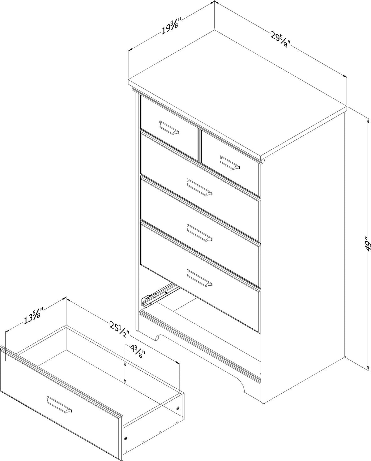 South Shore Versa Traditional 5-Drawers Dresser Rubbed Black