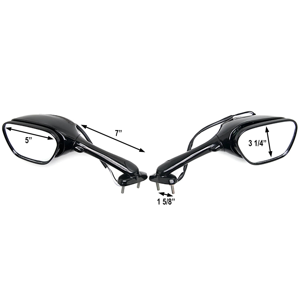 Krator Black Motorcycle Mirrors Turn Signals Left & Right suitable with 2005-2009 Suzuki GSXR 1000 / GSX-R1000