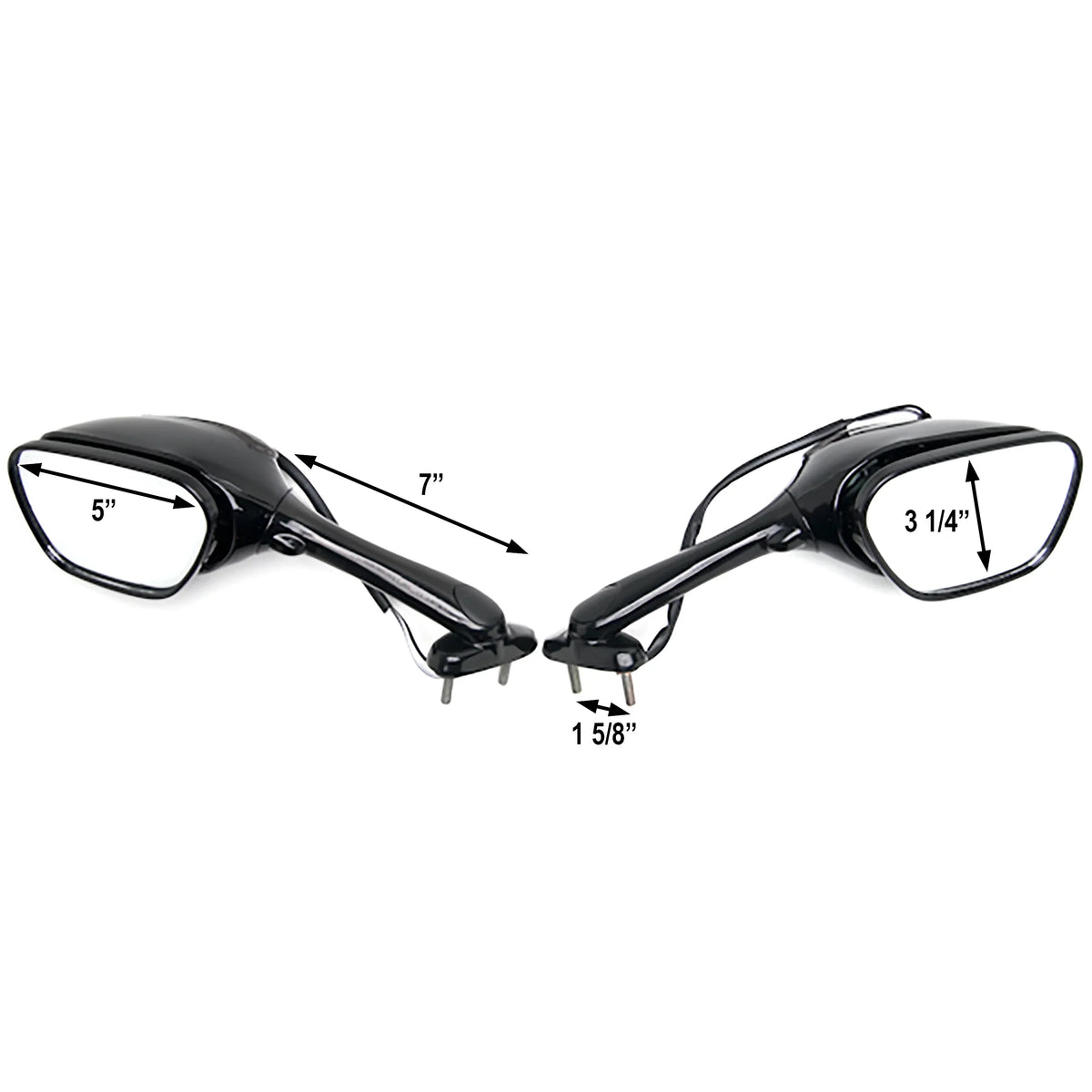 Krator Black Motorcycle Mirrors Turn Signals Left & Right suitable with 2005-2009 Suzuki GSXR 1000 / GSX-R1000