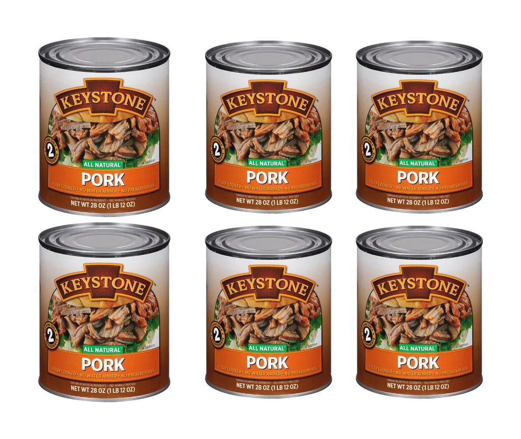 (6 Cans Pack) Keystone All Natural Pork 28 oz Can ✅ Emergency Survival Food For Camping Hiking and Backpacking Ready to Eat ✅