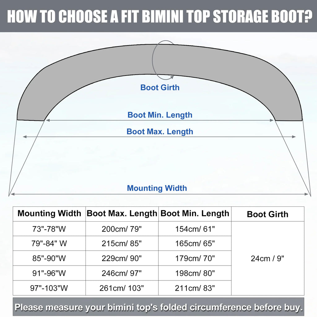 ship Bimini Top Storage Boot with Light Hole 600D Polyester Canvas Blue 91"-96" W for 3 Bow 4 Bow