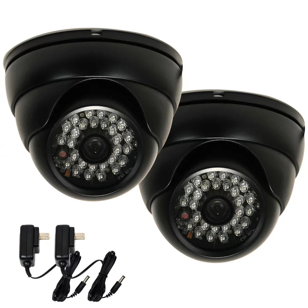 VideoSecu 2 Pack Built-in 1/3 inch  Effio CCD 600TVL Security Camera IR Day Night 3.6mm Wide Angle Lens with 2 Power Supply bwi