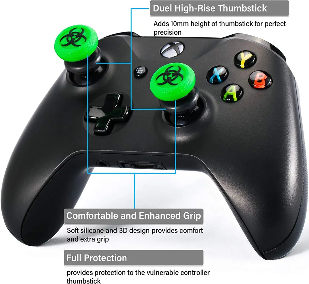 FPS Thumbstick Extender & 3D Texture Rubber Silicone Grip shield 2 Sets for Xbox Series X/S & Xbox One Controller(BioH Green) BOLT AXTION Bundle Like New