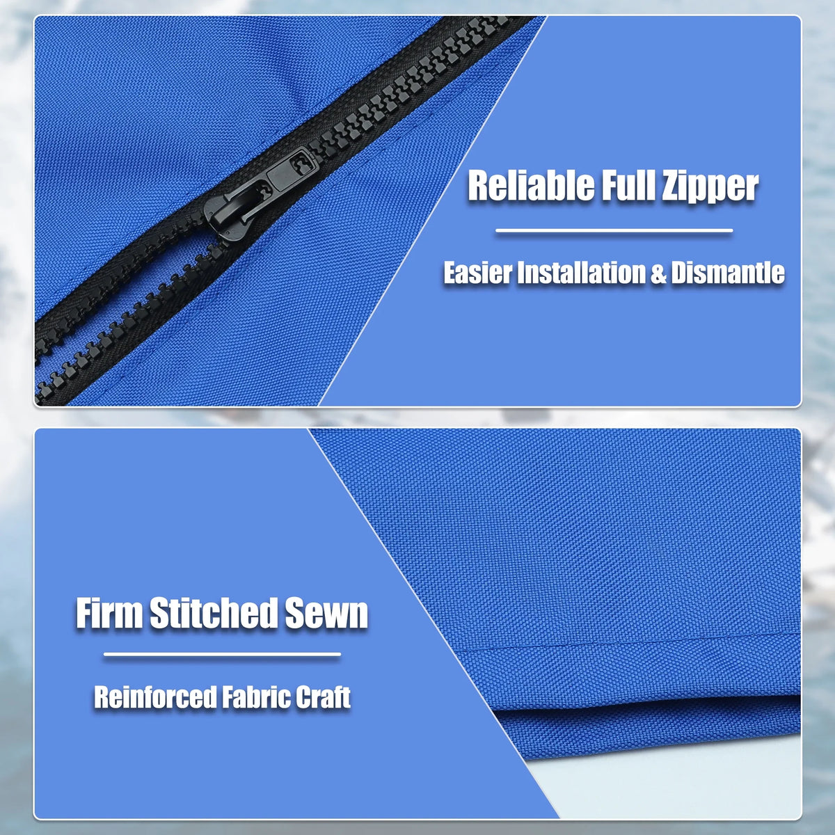 ship Bimini Top Storage Boot with Light Hole 600D Polyester Canvas Blue 91"-96" W for 3 Bow 4 Bow