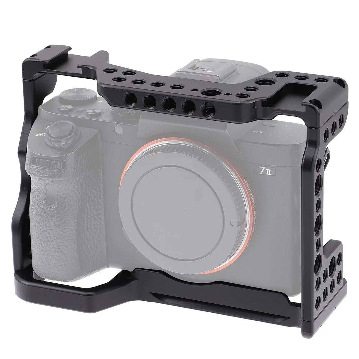 Cage Aluminum Alloy Video Cage Replacement for  A7M3 A7R3 A9 Mirrorless with Cold Shoe Mount 14 Inch & 38 Inch Screw Holes