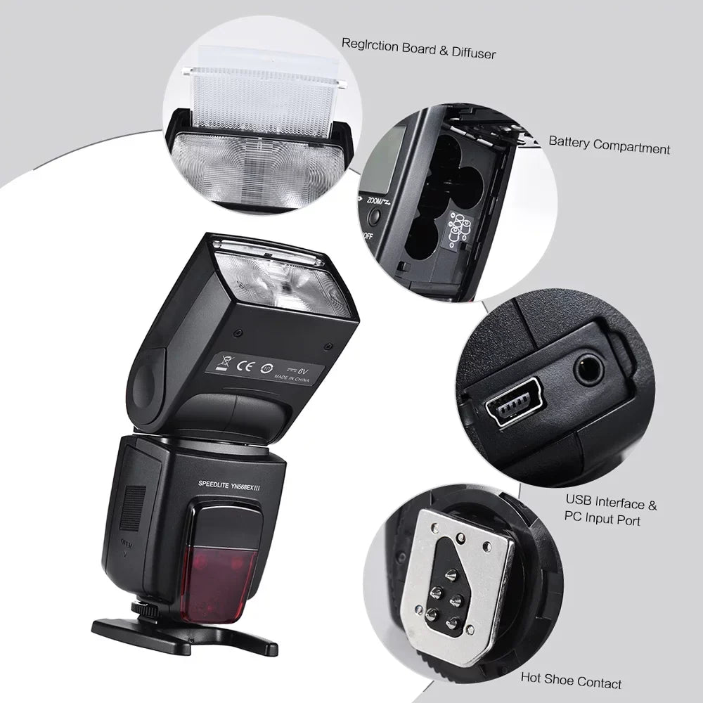 YONGNUO USB Cameras Slave Upgrade GN 58 1 8000 s High Firmware Wal  Master YN 568 III 568 EX II 4 -Channel DSLR Supports TTL E-TTL Wireless Replacement for Sync Camera YN- Speedlite Flash Speed /