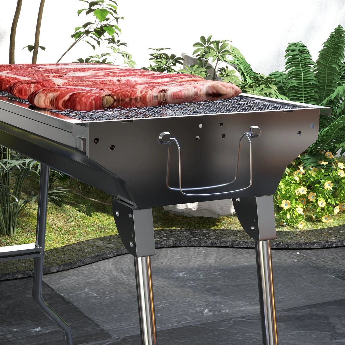 HQZX Portable Charcoal Grill,Stainless Steel Folding Outdoor BBQ Grill for Picnic,Party Grill Rack