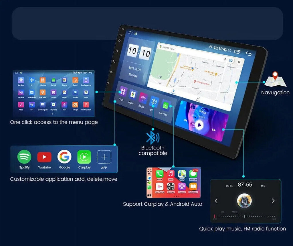 9inch 1280*720 IPS Fit  Tacoma 2005-2015 Android Octa Core 4+32GB Car Radio Stereo DSP Carplay GPS NAVI AM FM elements