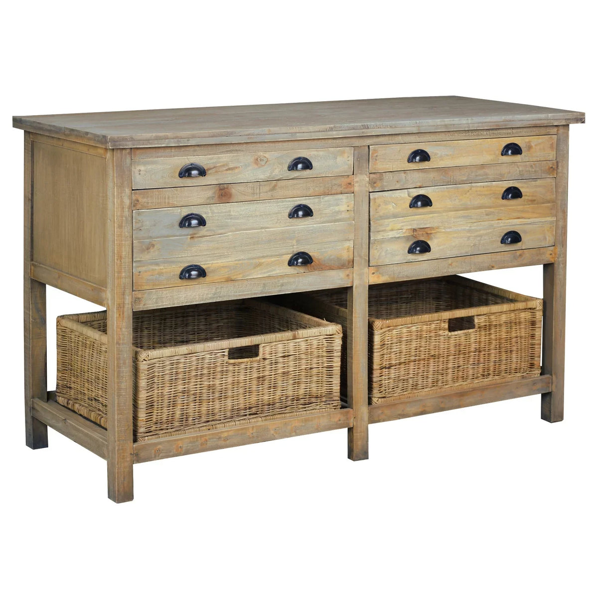 Cottage Double Bay Sideboard - Driftwood Brown. Sunset Trading CC-TAB228S-DW 61 in