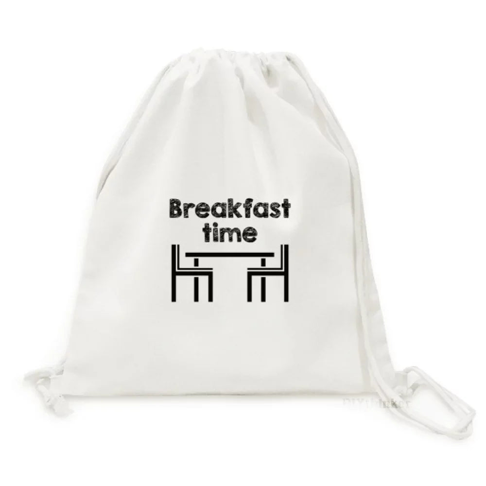 English Language Culture Common Sense Restaurant Backpack Canvas Drawstring Reusable Mesh Shopping Bag