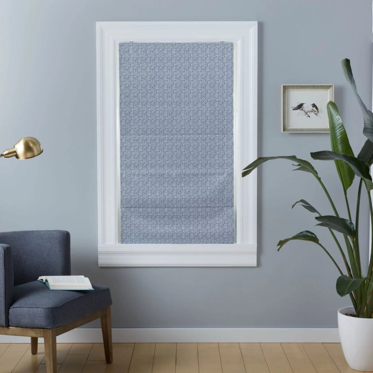 Exclusive Home Esme Total Blackout Roman Shade, 23"x64", Slate Blue