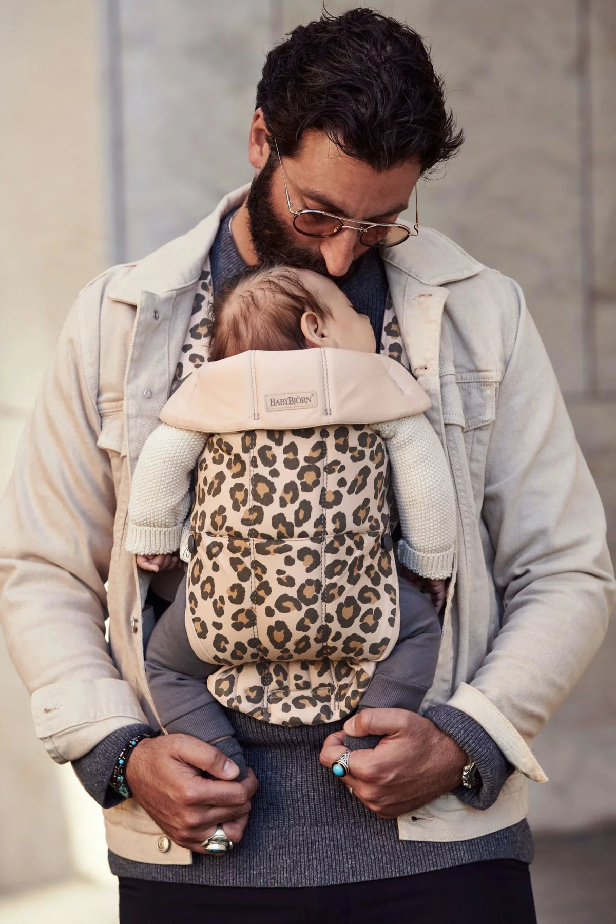 BabyBjorn Baby Carrier Mini, Cotton, Beige/Leopard