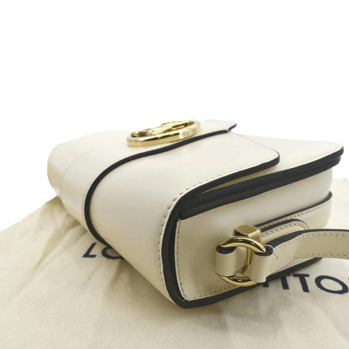 Pre-owned LOUIS VUITTON Pont 9 Calfskin Leather Shoulder Bag Creme